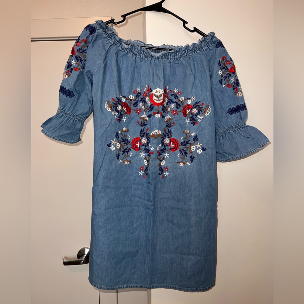 Denim&Co Light Blue Ruffled Dress